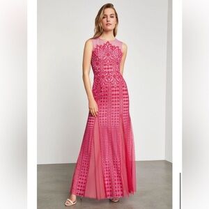 Bcbgmaxazria Elinor Lace Gown Pink Raspberry🩷